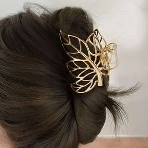 Gold leaf hair clips S754